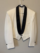 Men's Raffinati White Tuxedo Tailcoat Black Satin Lapels Made in USA 40R Read