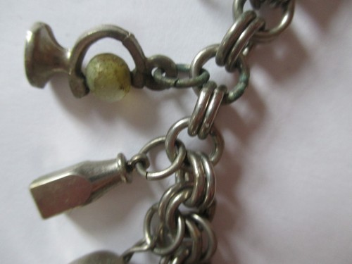 Vintage Charm Bracelet 14 Utility Charms Chain Line Silver Tone - Picture 6 of 12