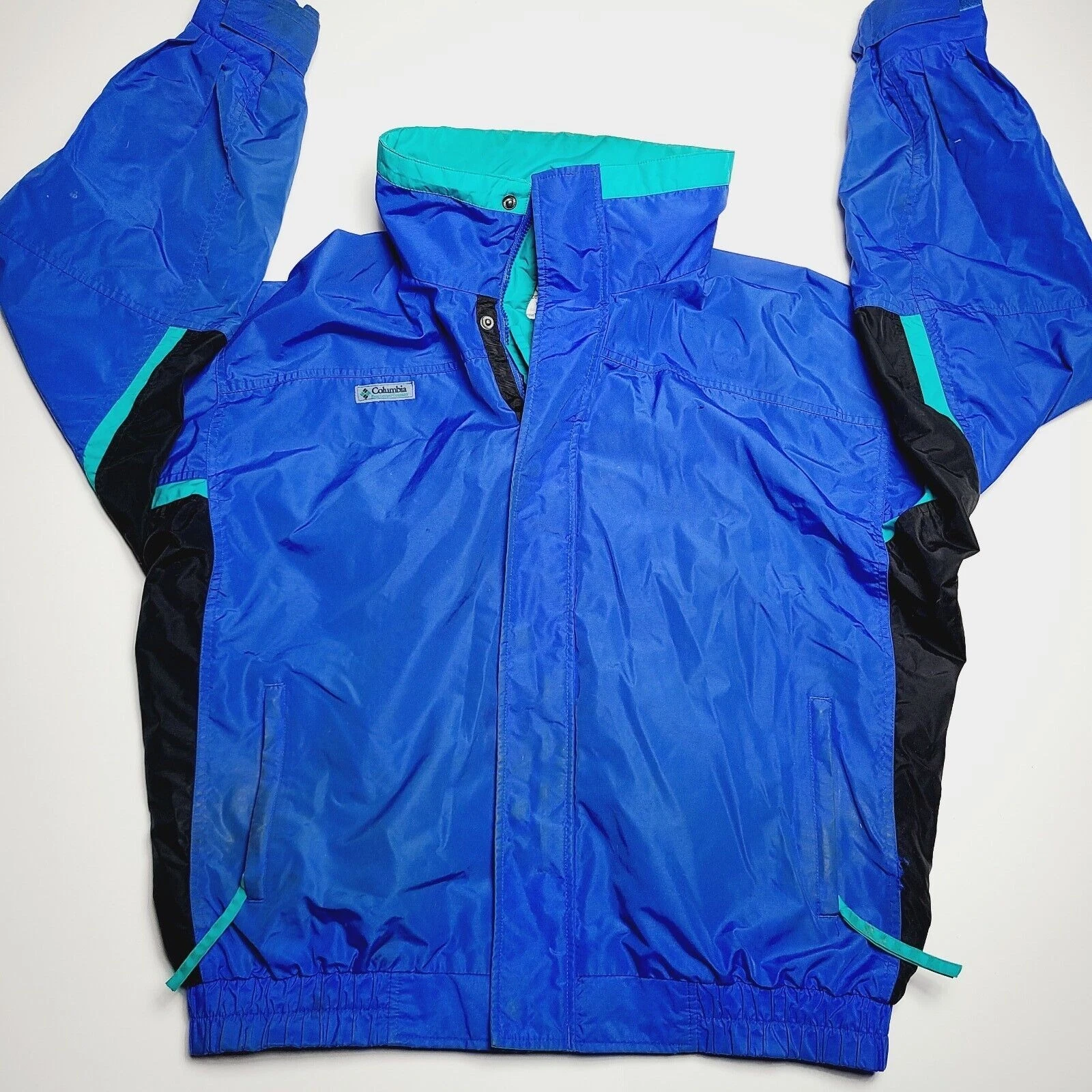 VTG Columbia Bugaboo Windbreaker Jacket Men’s Large Nylon Retro 90s Blue Green