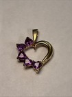 14k Solid Gold Heart Amethyst Pendent Weighs 1.94 Grams — photo 3