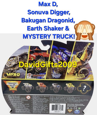 #1 Monster Jam Mini Truck 5 Pack with 1 MYSTERY TRUCK Official Collectible FreeS