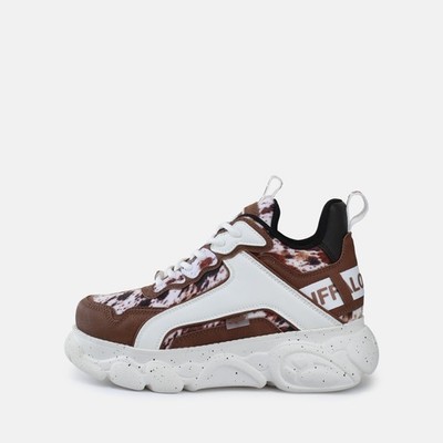 Buffalo Buffalo Damen Sneaker Kunstleder Brown/cream/red Animal