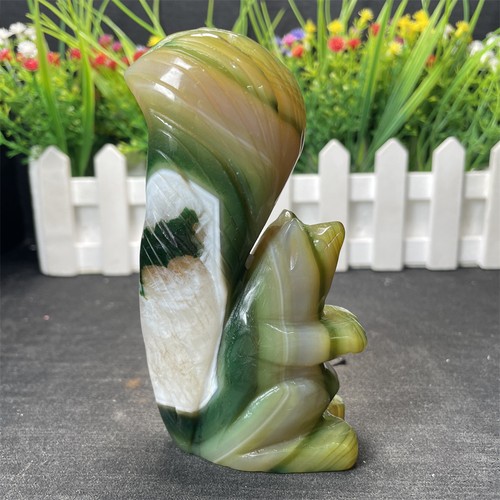 0.6LB 4.5" Ágata Verde Ardilla Estatua Cuarzo Cristal Talla Decoración Regalo - Imagen 5 de 8