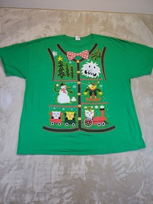 Adult Ugly Christmas Sweater W/ Cats Snowman Elf & Yeti Shirt Mens Size 3xl
