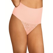 Maidenform Tame Your Tummy Lace Thong DM0049 Pink Pirouette NWT Size Small