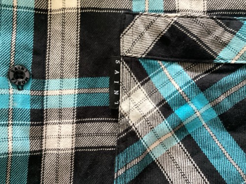 MENS /BOYS SAINT MORTA BLUE/BLACK CHECK FLANNEL SHIRT SIZE XS - Foto 4 di 6