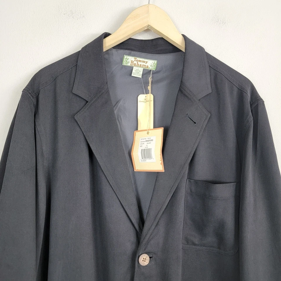 Tommy Bahama Bradford Traje Chaqueta L Negro Seda 3 Botones Muesca Mangas Largas Nuevo con Etiquetas Foto 3 de 4