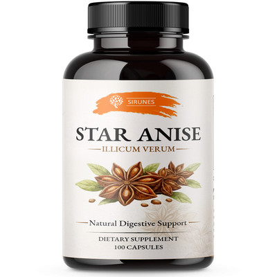 Star Anise Capsules 800mg Illicium Verum Digestive Support Herbal Supplement 100