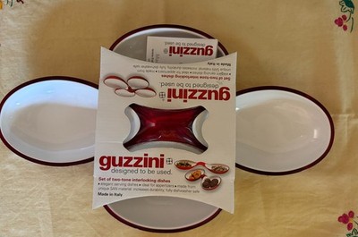Guzzini Italy Mid-Century Modern Red Interlocking Serving Dishes