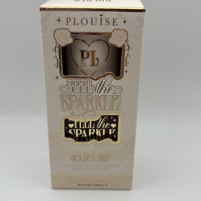 NEW IN BOX! PLouise Feel The Sparkle GOLDEN DRIP Glitter Body Oil .84 Fl Oz/25mL