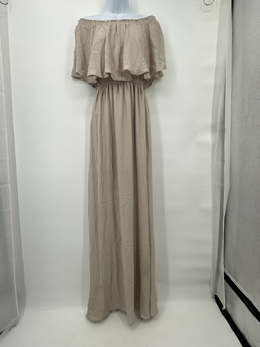 Show me your Mumu off the shoulder hacienda Tan  White Tan  maxi dress sz S