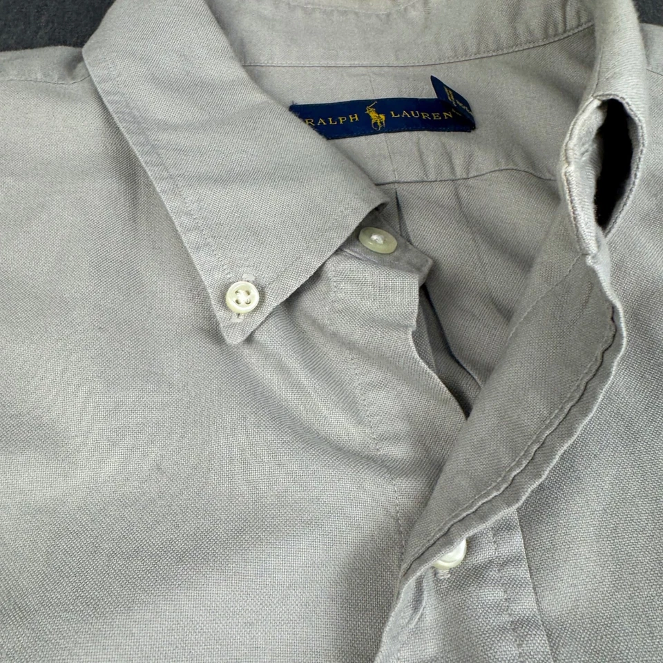 Camisa Ralph Lauren Masculina Extra Grande Manga Longa Ajuste Clássico Casual Cáqui - Imagem 4 de 4