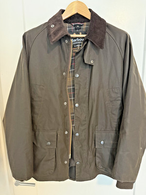 Barbour Waxed Bedale Jacket, Olive, Size 36