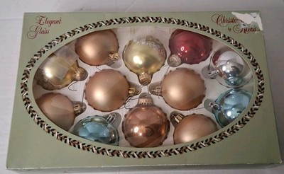 Christmas By Krebs 12 Count Glass Ornaments Assorted Colors Pre-owned