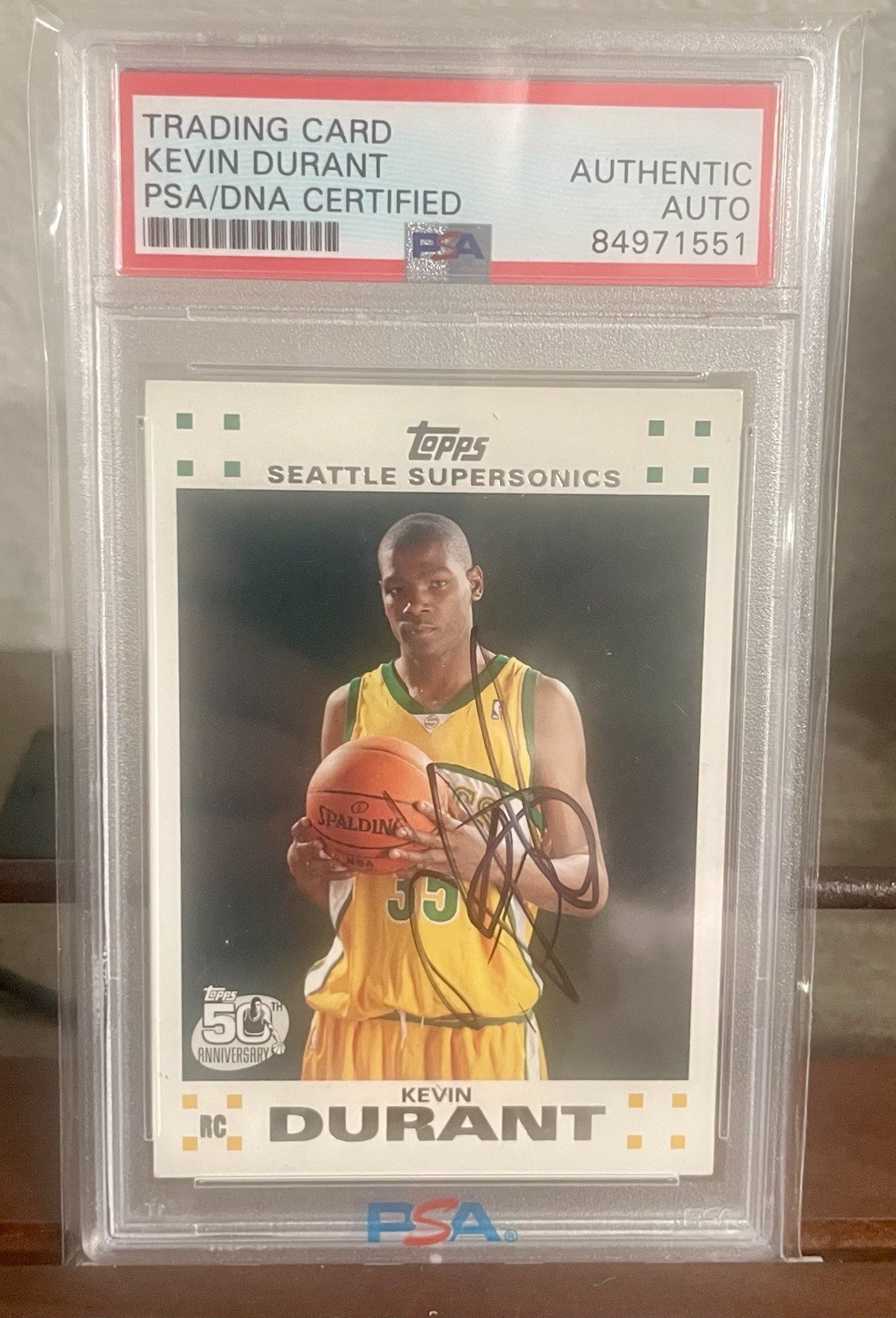 2007-08 Topps Kevin Durant RC Rookie ON-CARD AUTO PSA/DNA Authentic Supersonics