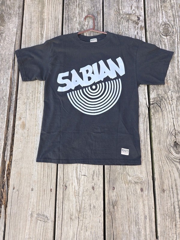 Vintage Sabian Cymbal Makers Drummer Tee T-Shirt Black Size L Roots TAG
