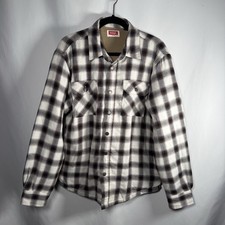 Wrangler Sherpa Lined Flannel Shirt Jacket Plaid Button Front Shacket Men s M