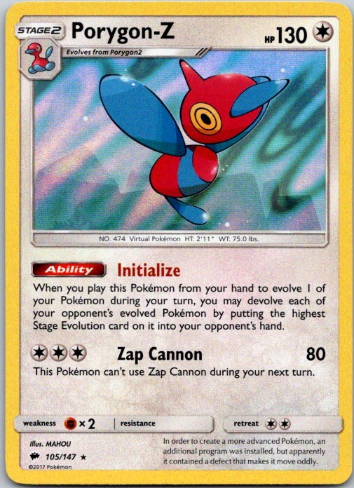 Porygon-Z Reverse Holo Holo Rare SM - Burning Shadows 105/147 NM