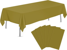 Gold 6 Pack Plastic Table Cloth 54" x 108", Disposable Tablecloths Rectangle Tab