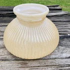 Vintage Opal Milk Glass Ribbed Student Lamp Shade Iridescent Nu Gold Tint 7” Fit