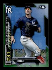 2016 Bowman #BTP-31 Aaron Judge Bowman Scouts' Top 100 Green #/99