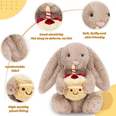 NWT Jellycat Bashful Beige Bunny Birthday Animal Toy Cuddly