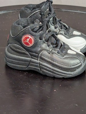 Nike Baby Shoes 2c Air Jordan Jumpman team 1 Black White Sneakers Lace Up
