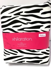 Xhilaration Black Zebra Full Sheet Set Flat Sheet Fitted Sheet Pillowcase New