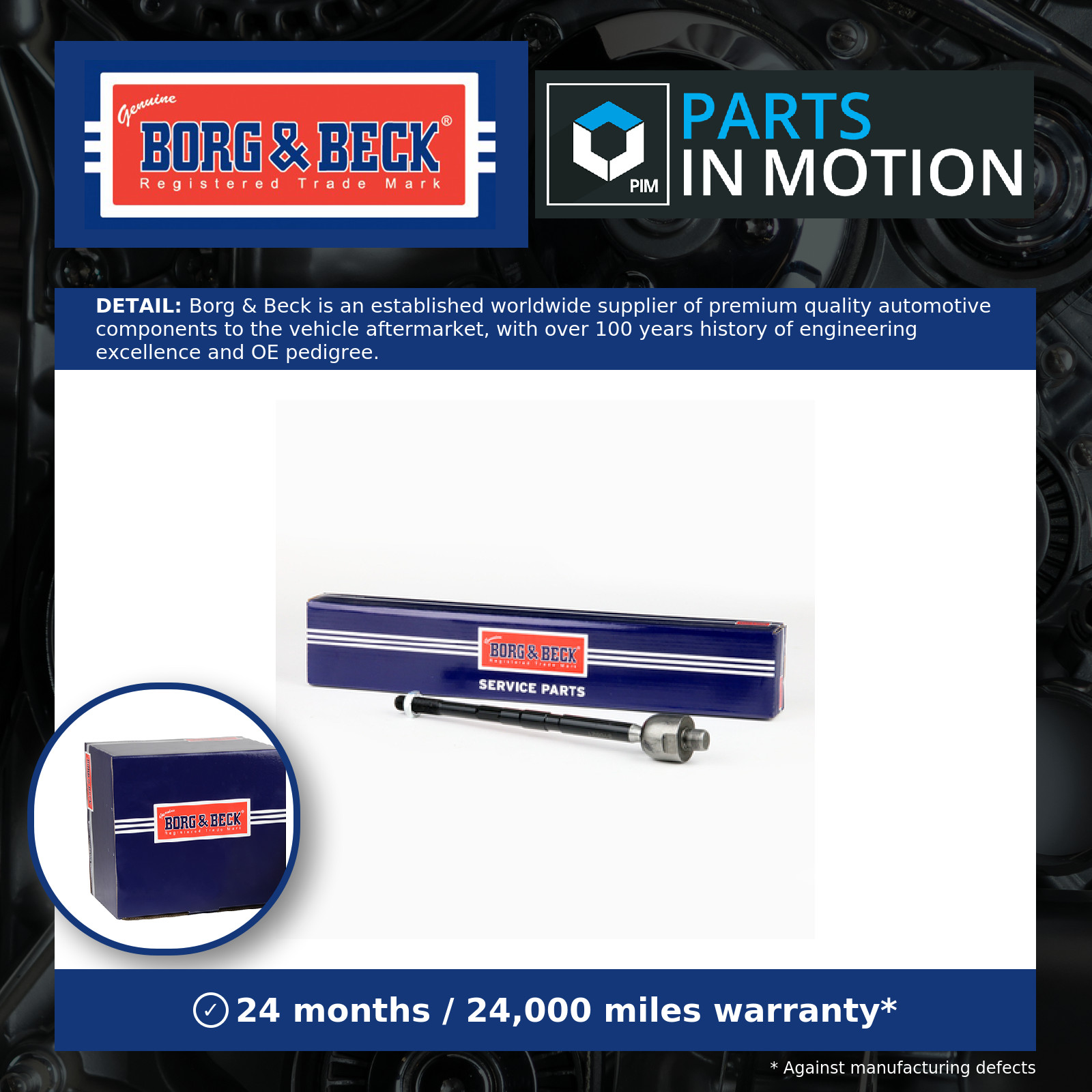 Inner Rack End Left or Right BTR6167 Borg & Beck Tie Rod Joint 53610TLAA51 New