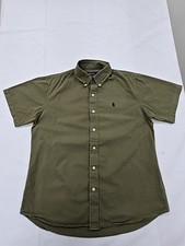 Polo kaki manica corta camicia con bottoni 15,5 cotone vestibilità personaliz...