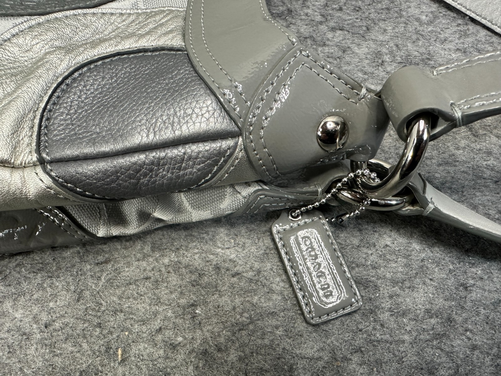 Coach Metallic Round Patchwork Canvas Leather 3 C… - image 11