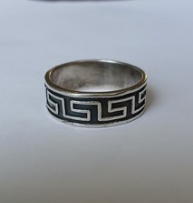 Mexico Sterling Silver 925 Men's Greek Key Band Ring Size 13.25 3356