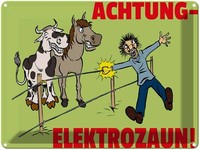 Blechschild 30X40 Cm Tiere Achtung Elektrozaun Warnschild Hinweisschild Sicherhe