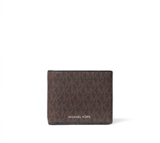 Michael Kors Men's Cooper Logo Billfold Wallet With Coin Pouch Brown MK 158