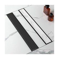 24-Inch Linear Shower Drain with Tile Insert Grate, SUS 304 Stainless Steel L...
