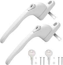 UPVC Window Handle 2PCS Lockable Window Handle Aluminum White Universal Espag H