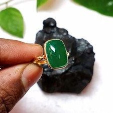 Beautiful Green Onyx Ring 925 Sterling Silver 18k Gold Plated Minimalist Jewelry