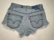 Vintage Levi s 505 High Rise Light Wash Cut Off Denim Chopped Shorts 30