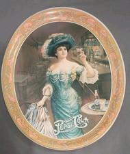 Vintage Pepsi Cola Oval Serving Tray 12.75" x 10.5" Gibson Girl Repro 1980's