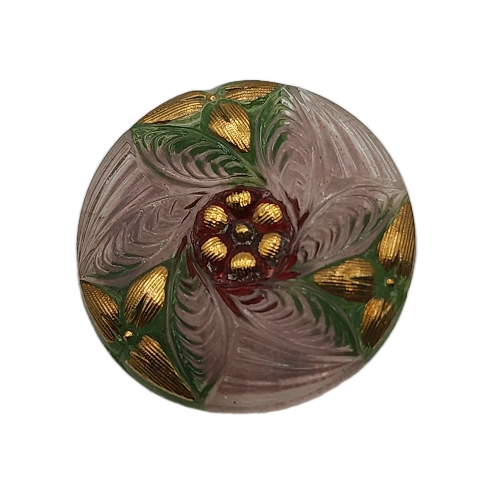 Vidrio moldeado púrpura checo vintage floral tono dorado acento victoriano pintado a mano Foto 2 de 4