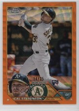 2023 Topps Chrome Orange Wave Refractor 14/25 Cal Stevenson #199 a8r