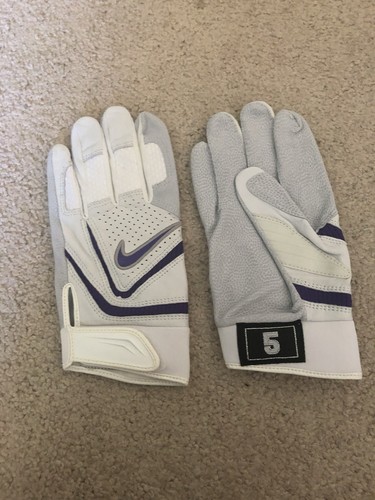 NIKE MATT HOLLIDAY GAME ISSUED BATTING GLOVES WHITE ANS PURPLE SIZE XL
