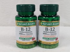 Nature's Bounty - B-12 Vitamin Tablets 1000mc, Cherry 60 Tablets exp 03/28 -2 Pk