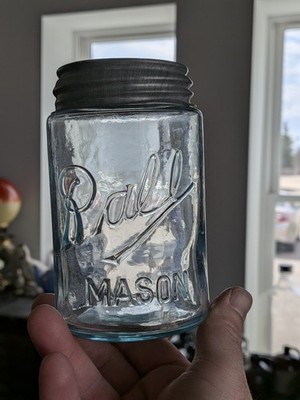 ***AWESOME*** Pint BALL MASON (Root Rework Rall) Icy Blue Aqua Fruit MASON Jar