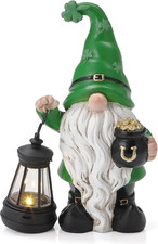 St. Patrick's Day Gnome For Outdoor Decor Resin Garden Gnome Holding Lantern New