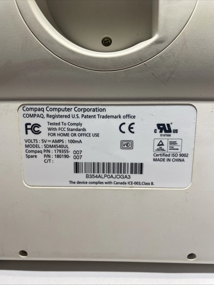 Vintage Compaq Wired USB Keyboard Model SDM4540UL - Image 3 of 3