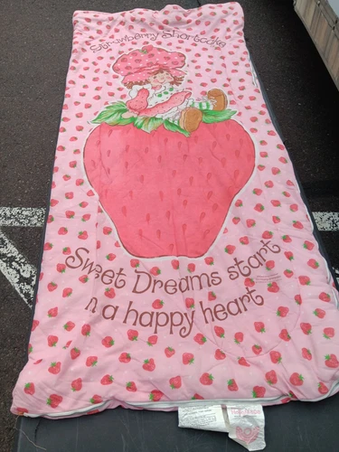 Vintage 80s Retro Strawberry Shortcake Child Size Sleeping Bag Sweet Dreams
