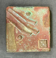 Mid-Century Modern Paolo Soleri Italian Bronze Art Tile Paperweight
