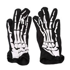 Halloween Skeleton Gloves Black White Skull Ghost Claw Costume Props