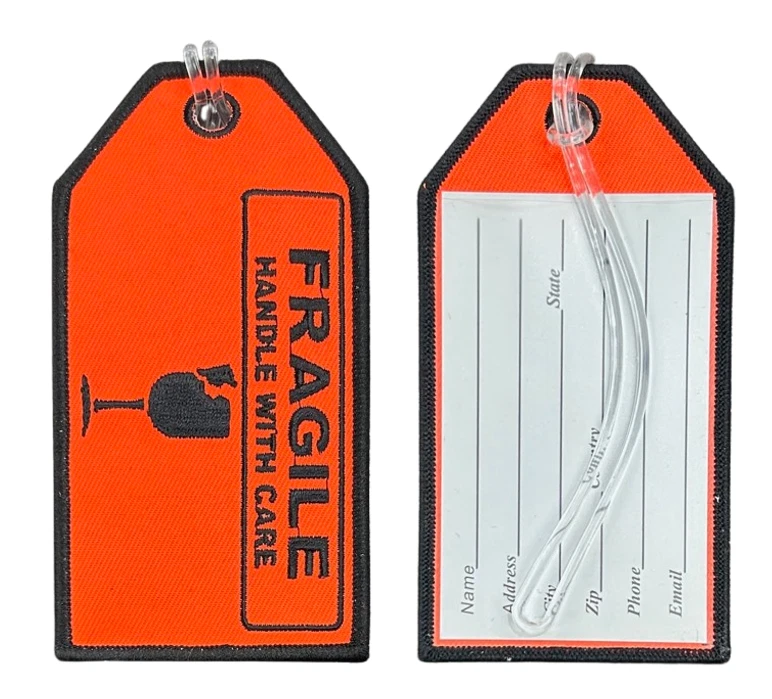 13364 FRAGILE HANDLE WITH CARE AVIATION TRAVEL EMBROIDERED LUGGAGE BAG TAG